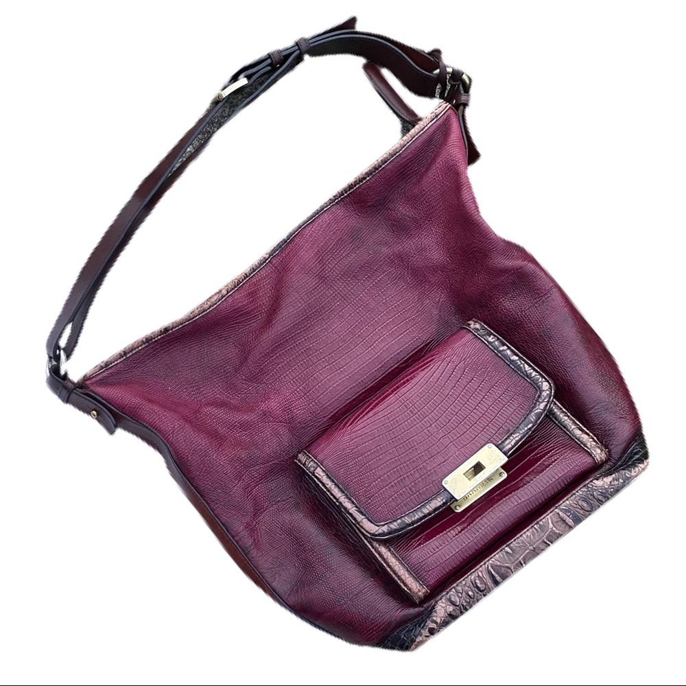 BRAHMIN Burgundy Melbourne Embossed Leather Bag